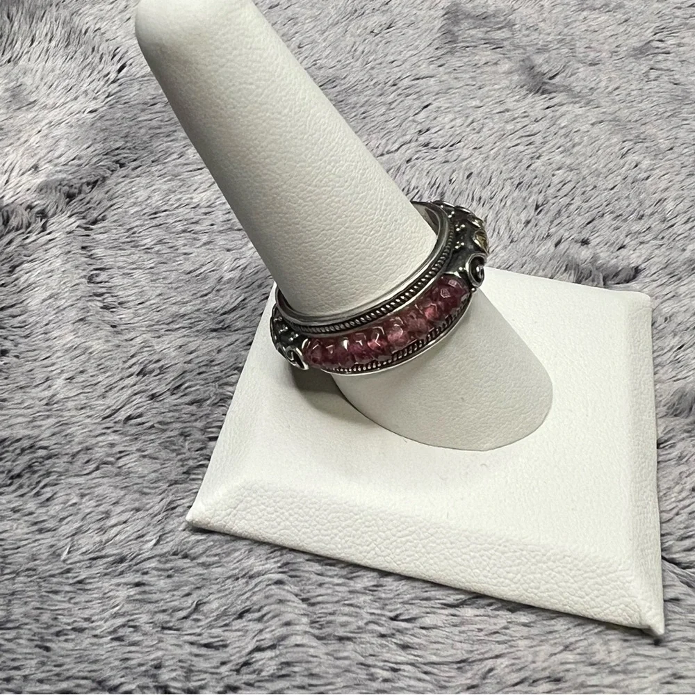 Vintage Indonesian Ring by Suarti with Pink Tourmaline 18k Gold Sterling Silver